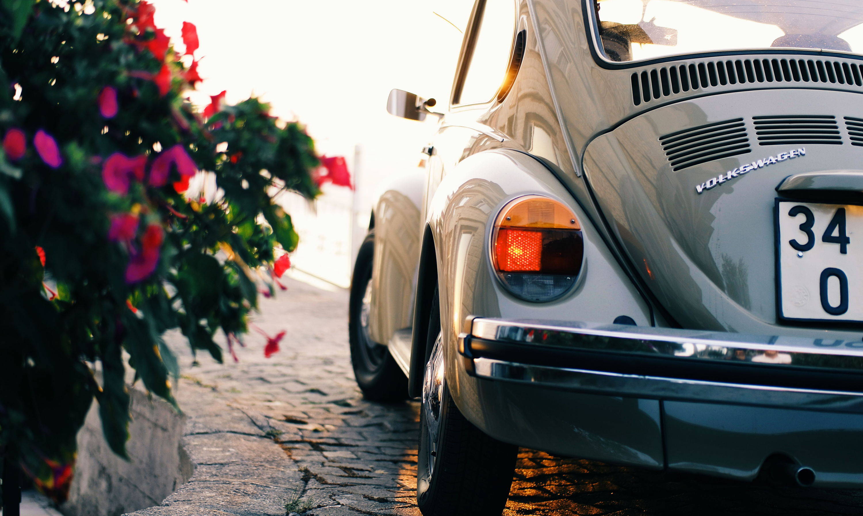 vintage car and flowers