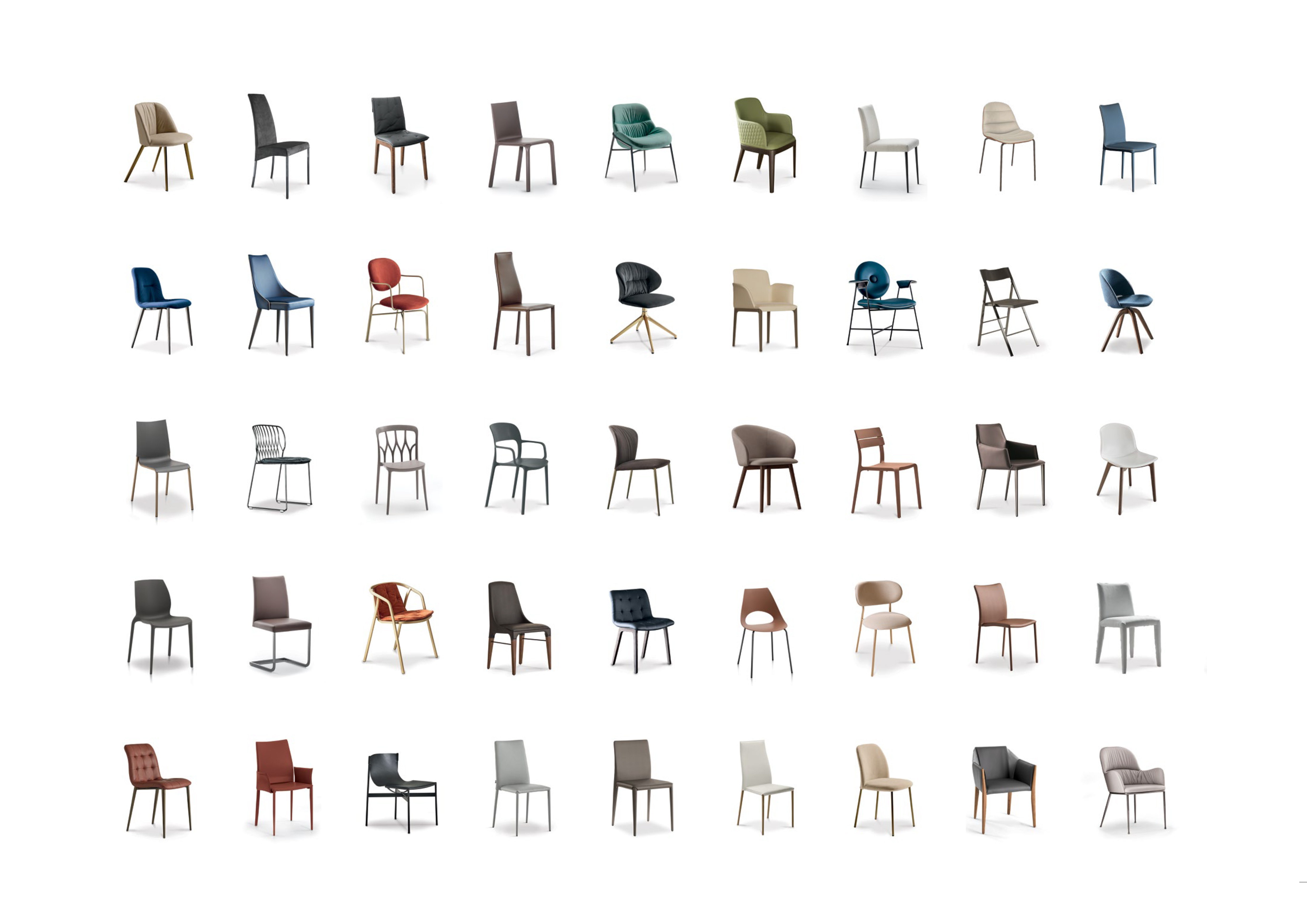 Banner showing over 35 dining chairs by Bontempi Casa. Affordable luxury dining chairs with metal legs and gorgeous fabrics.