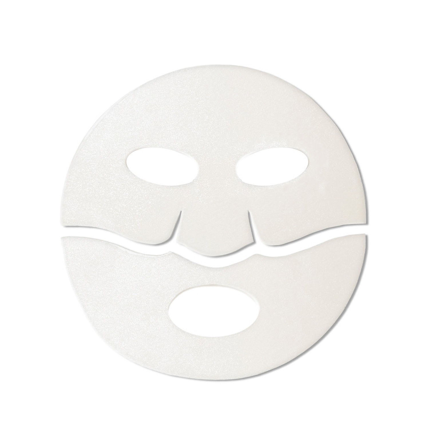 White facial mask with cut-out eye and mouth openings.