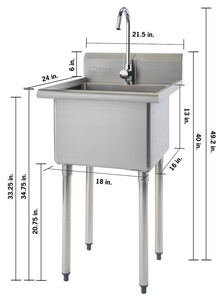 trinity basics stainless steel sink dimensions