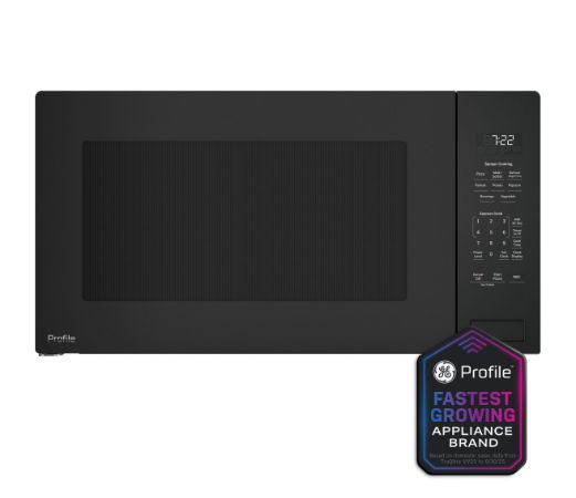 Black microwave with control panel and a 