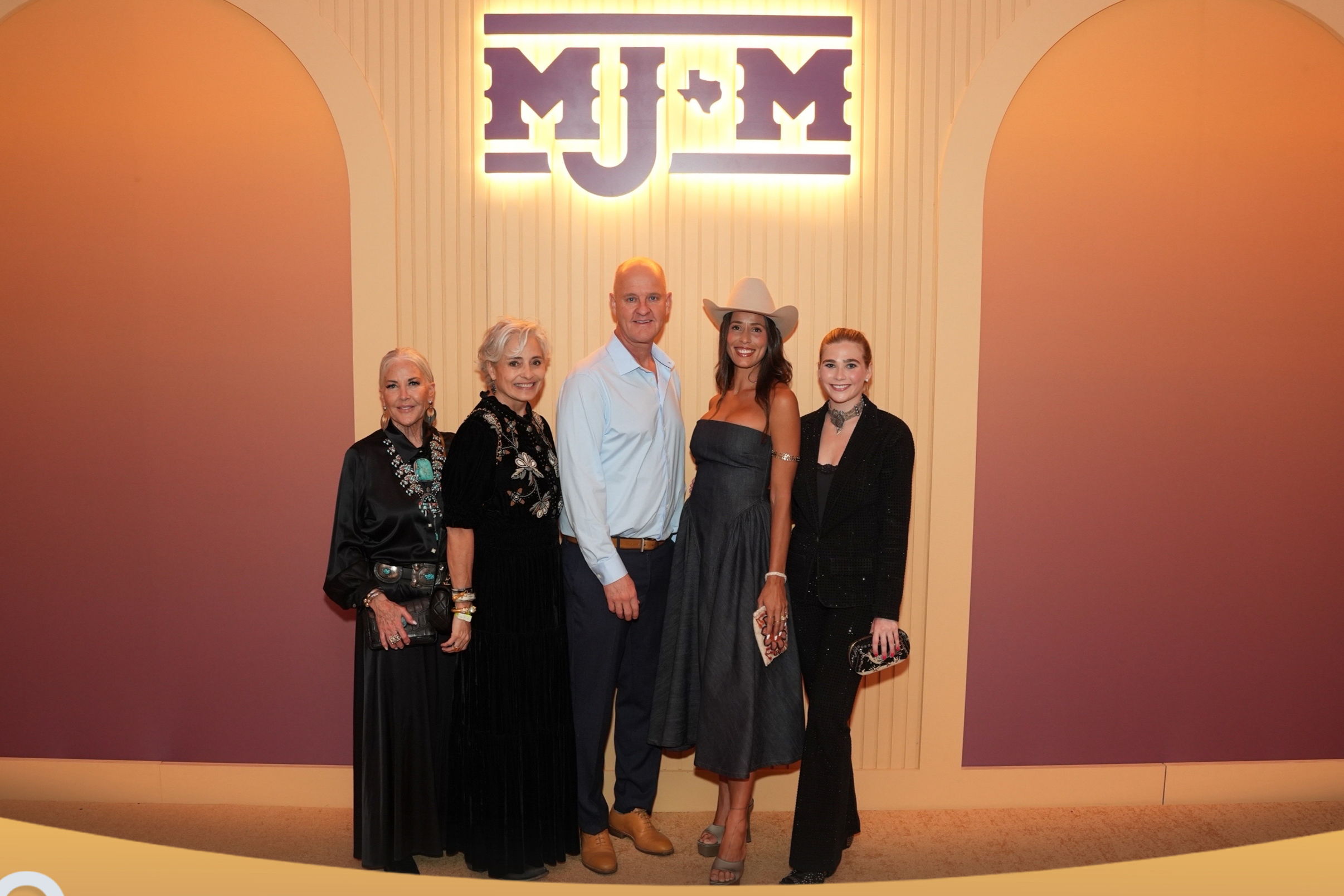 Kathleen Burnham, Hedy Carter, Jerritt Elliot, Andrea Nucete-Elliott, and Presley Carter at the MJ&M Gala
