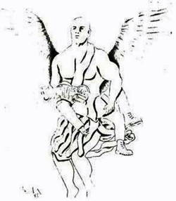 Illustration of an Angel carrying a soldier