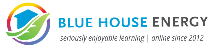 Logo of Blue House Energy with colorful design elements.