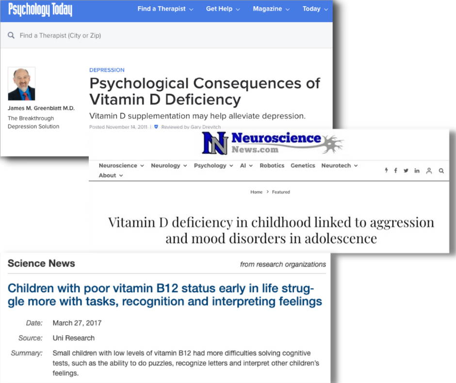 Image of science headlines in the media connected to vitamin d deficiency 
