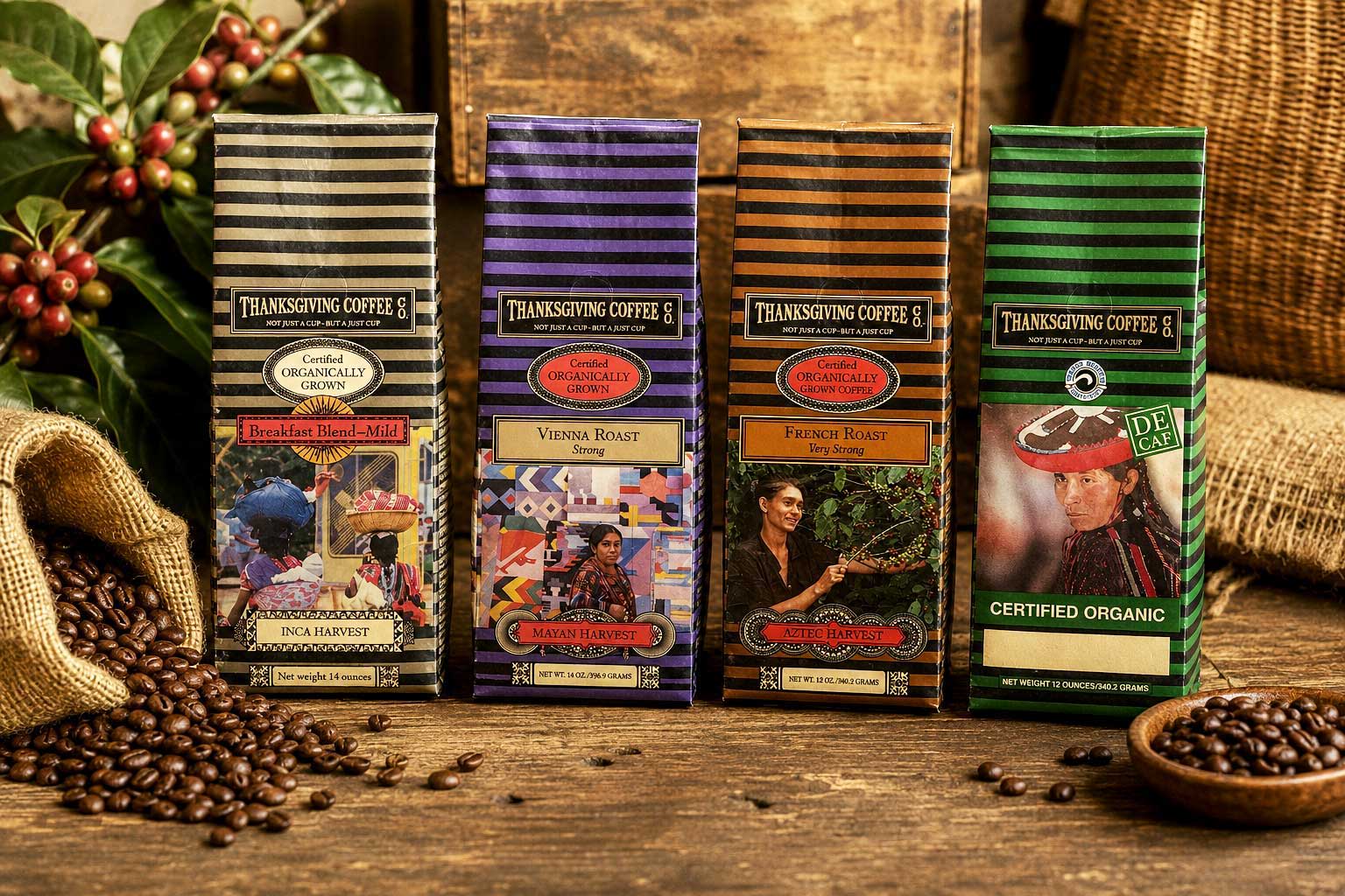 Three stacks of coffee bars with beans in the foreground.