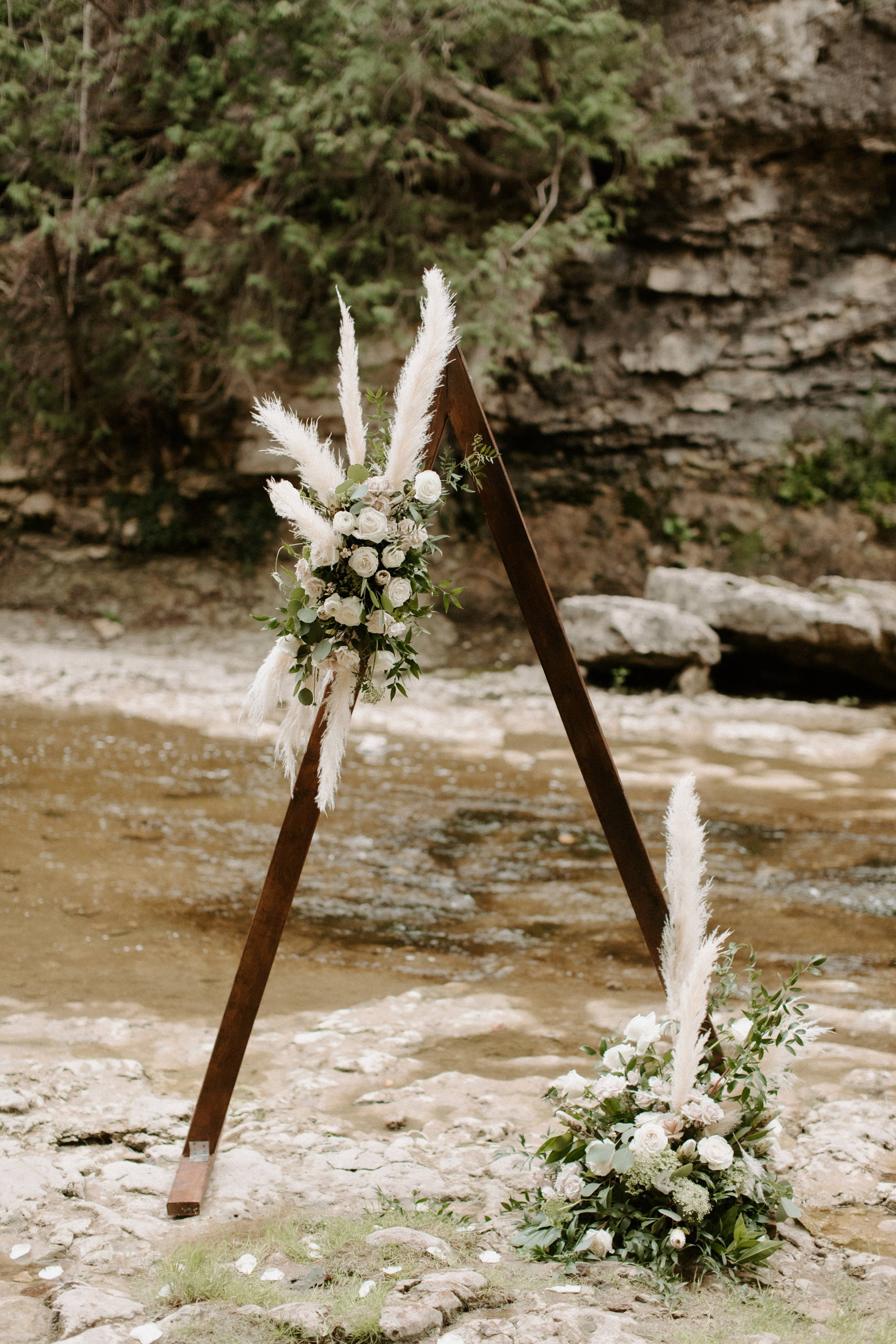 Wooden triangle arbor