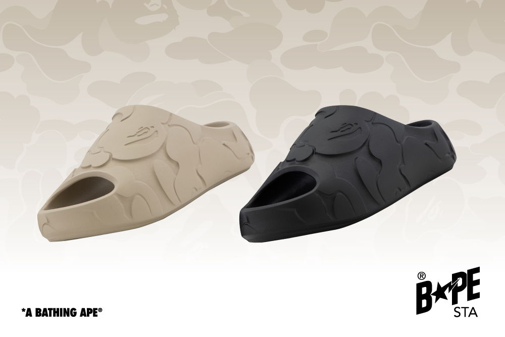 Two pairs of unique slip-on shoes in beige and black.