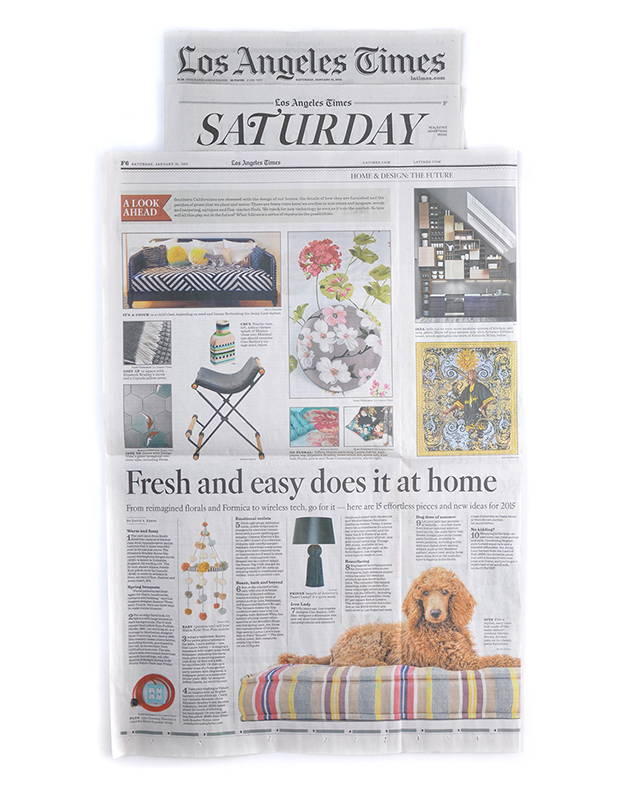 The Los Angeles Times paper featuring Elizabeth Bradley Tapestry kits
