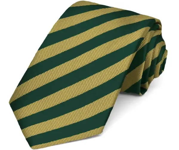 Hunter Green and Gold Striped Tie