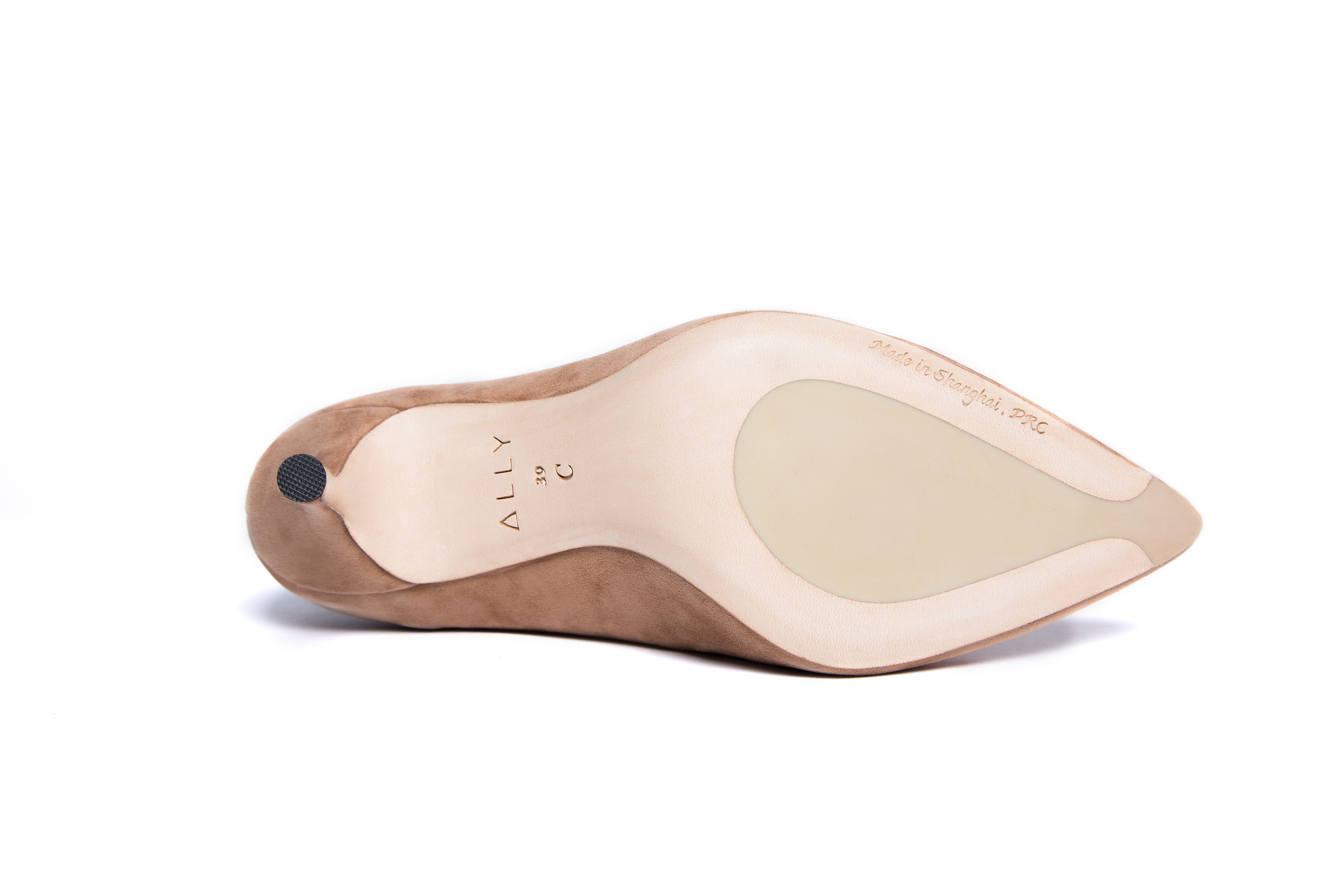A close-up of the sole of a high heel shoe.