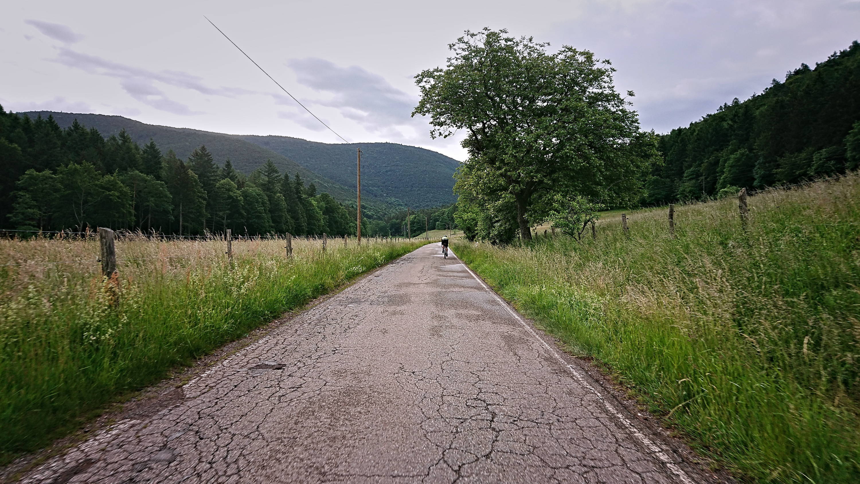 Cracked road on the race