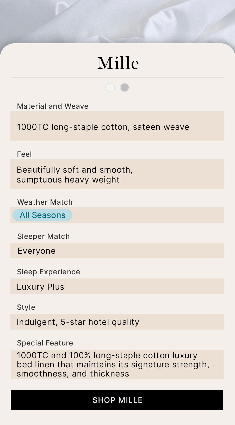 Mille bed linen