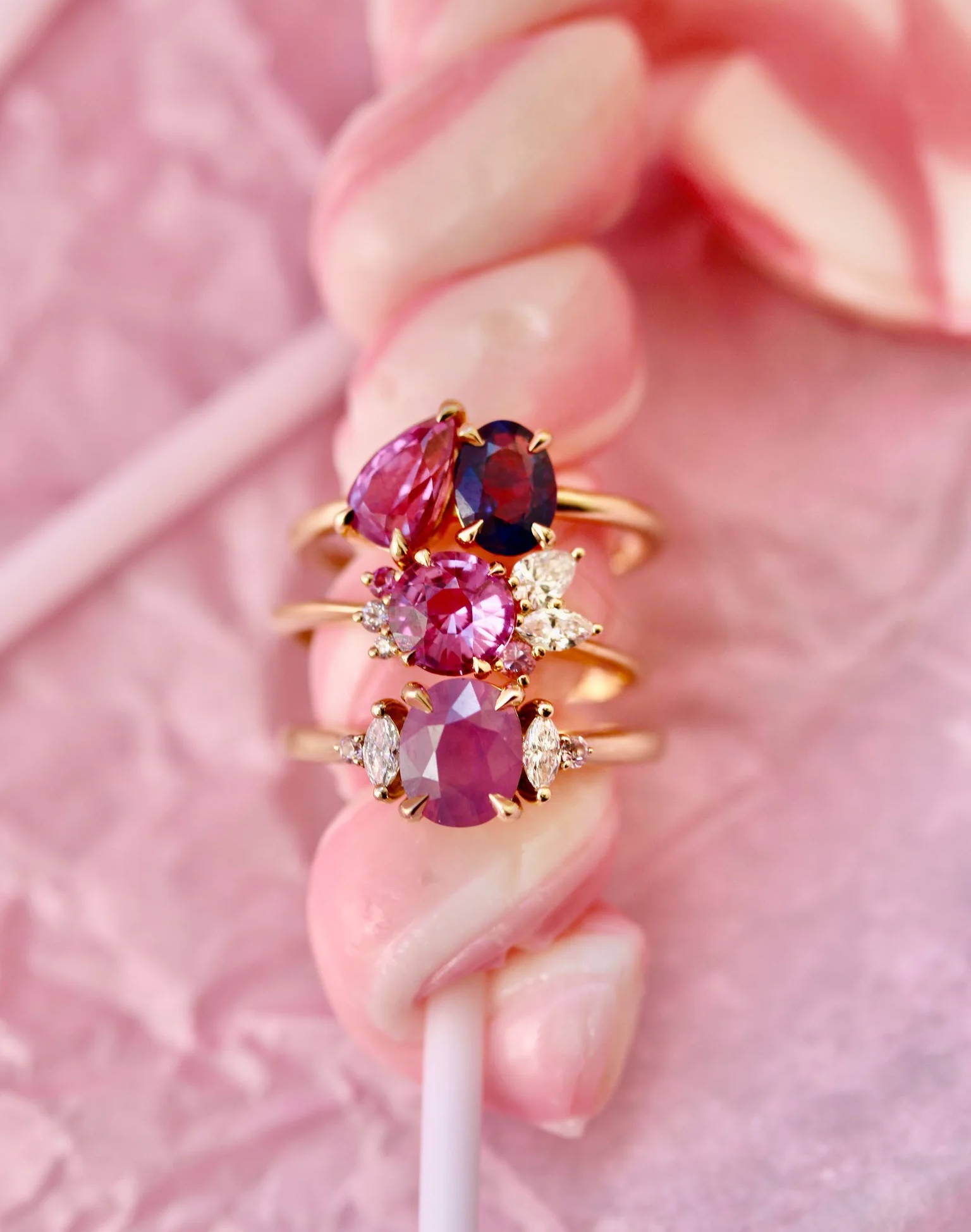 Pink sapphire rings from Gem Breakfast