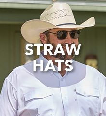 Man wearing a straw hat and sunglasses, with the text 