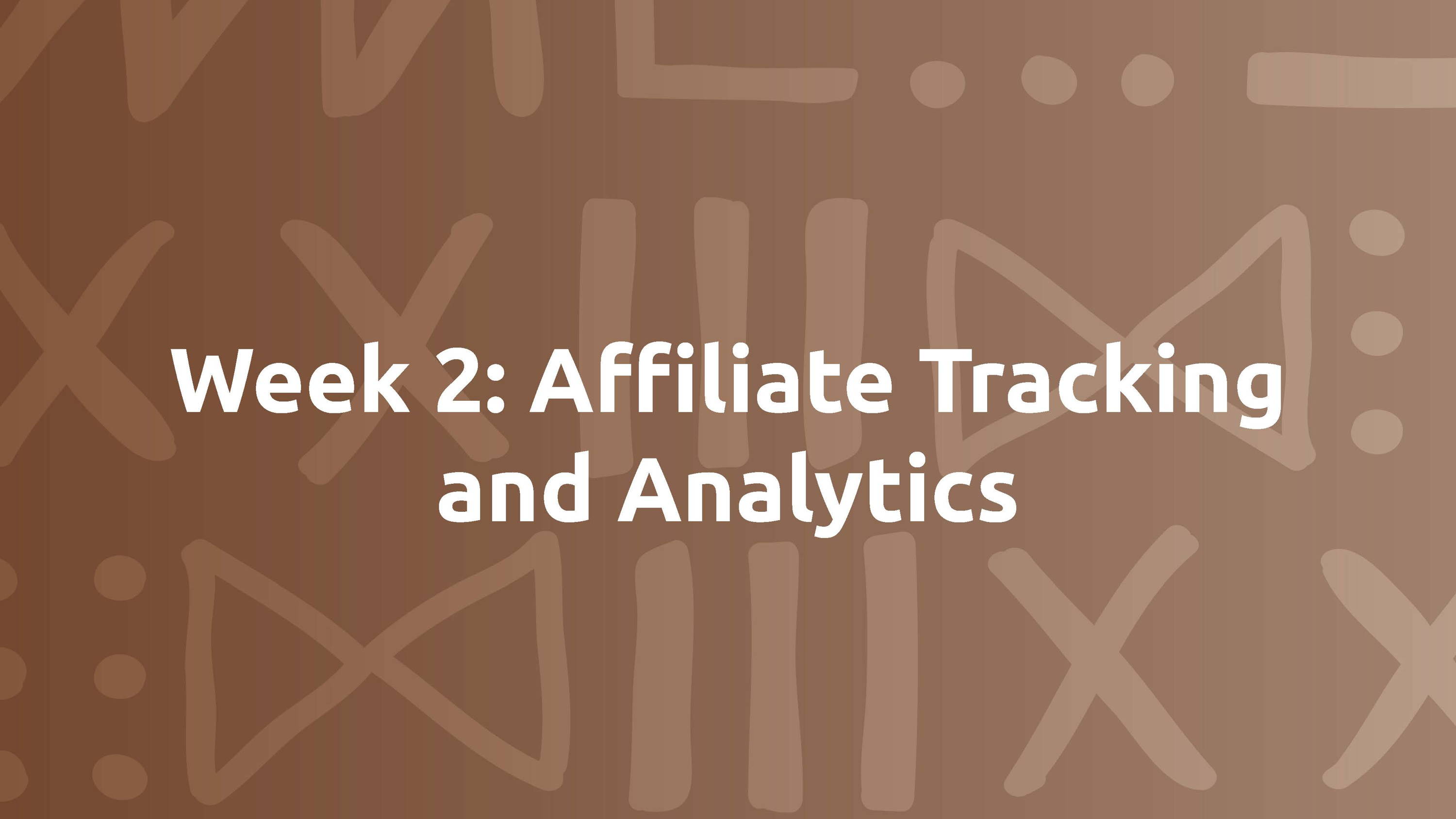 Week 2: Affiliate Tracking and Analytics