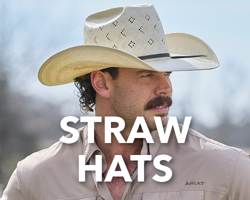 A man wearing a straw hat outdoors with the text 