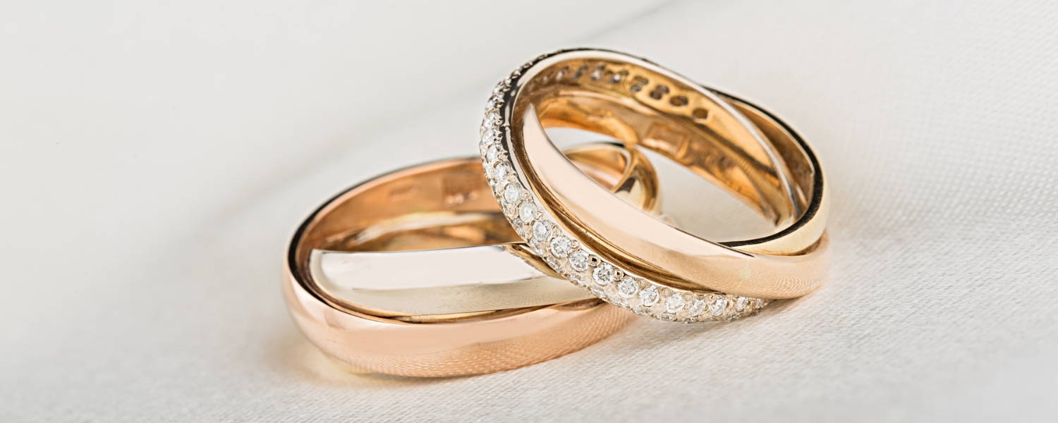 Pair of rose gold wedding bands