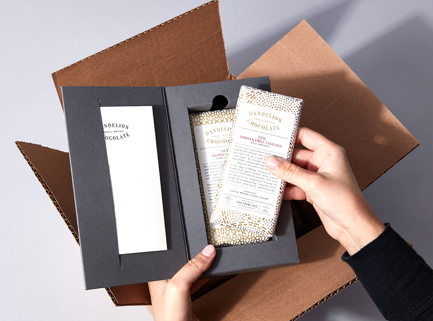 The Dandelion subscription chocolate bar packaging