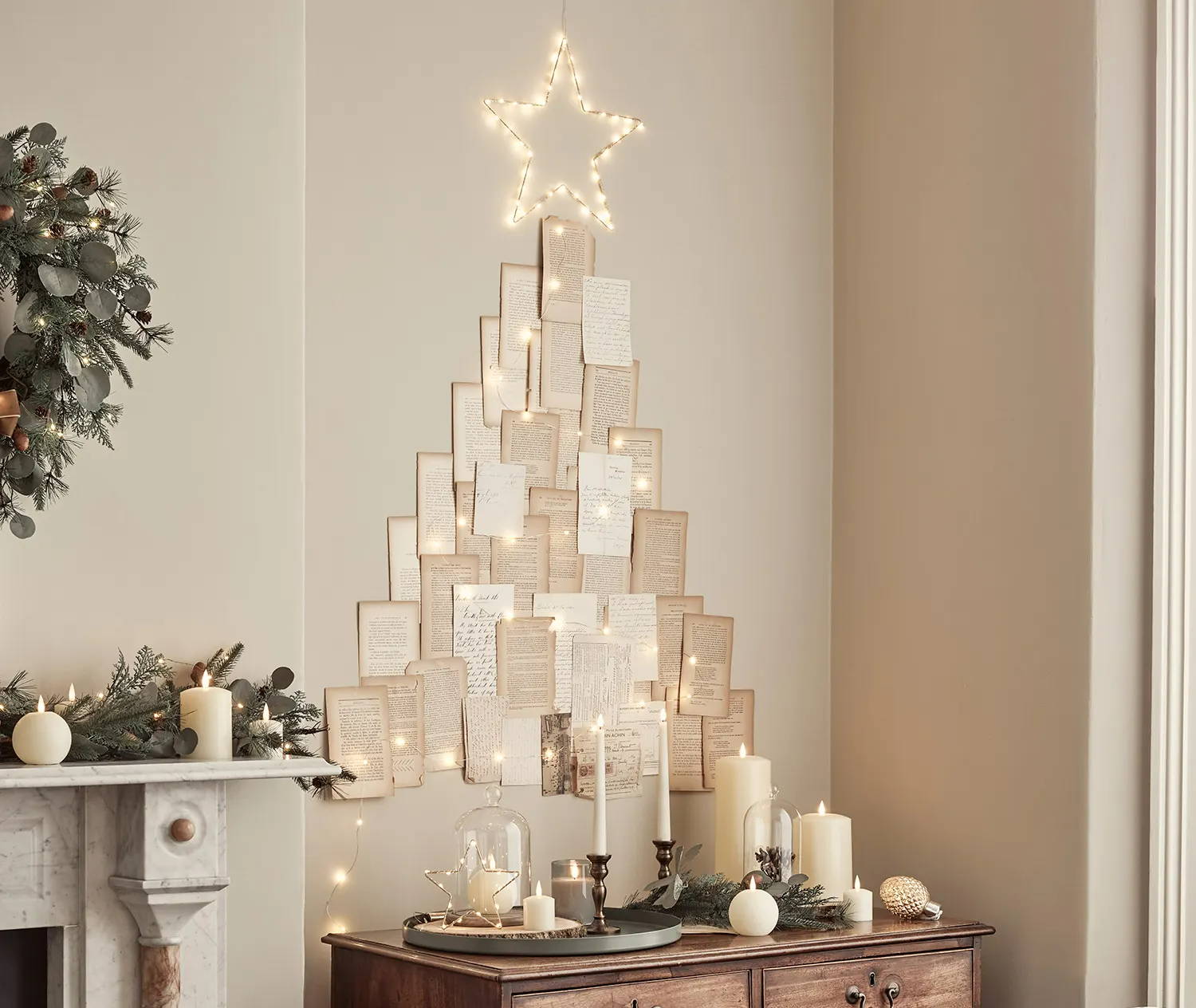 DIY Paper Christmas Tree with LED candles and a gold Osby  star.