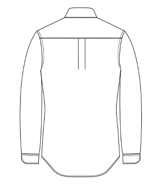 Back view of a long-sleeved shirt with a collar.