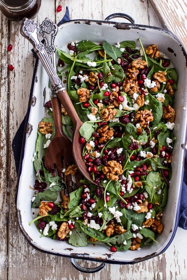Winter salad with maple candied walnuts