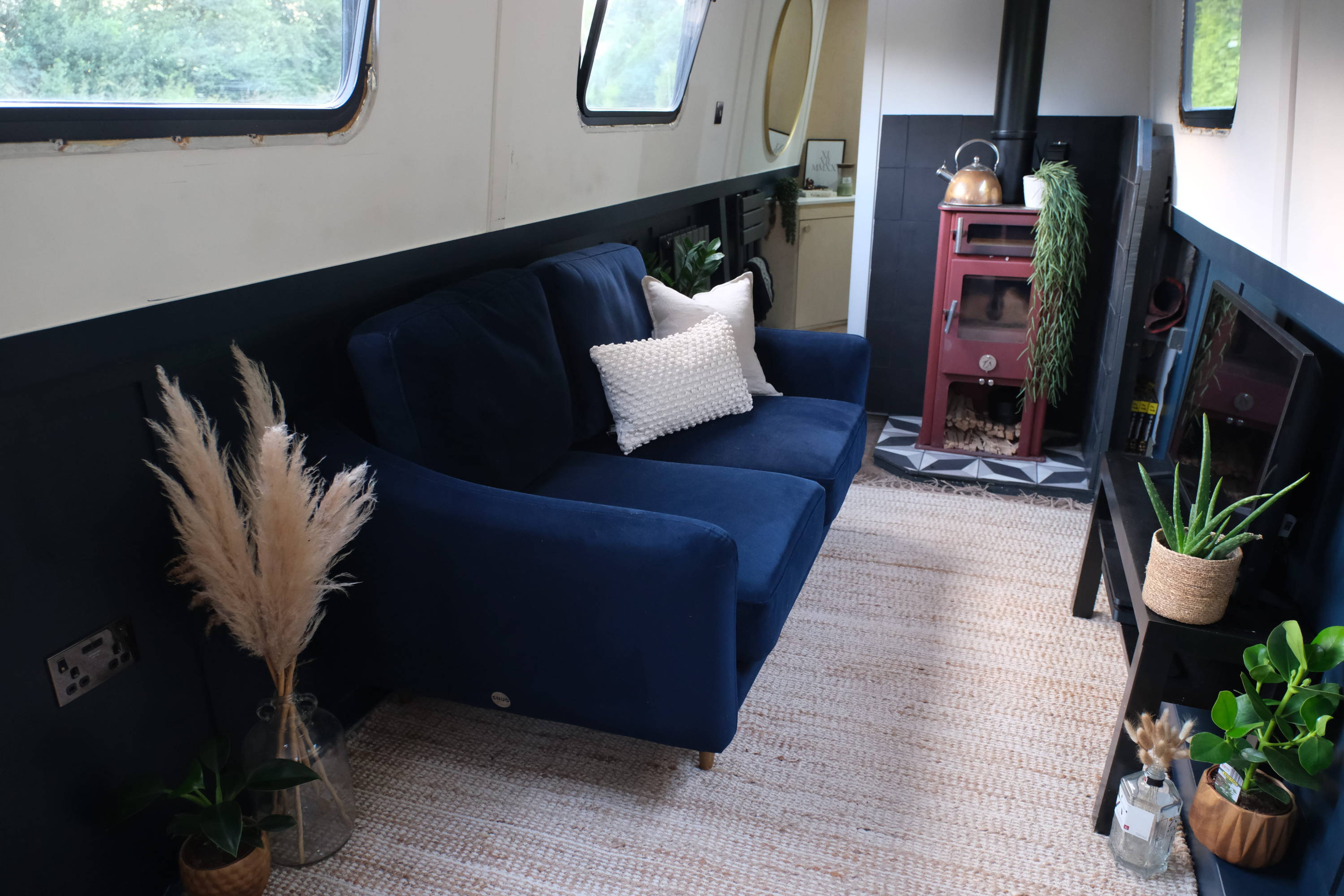 Navy 2 Seater Sofa in Boat