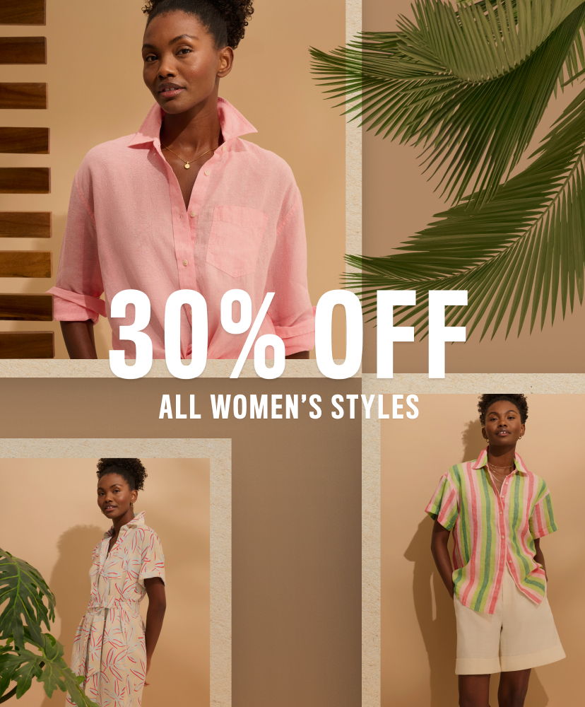 Promotional image featuring women’s clothing with 