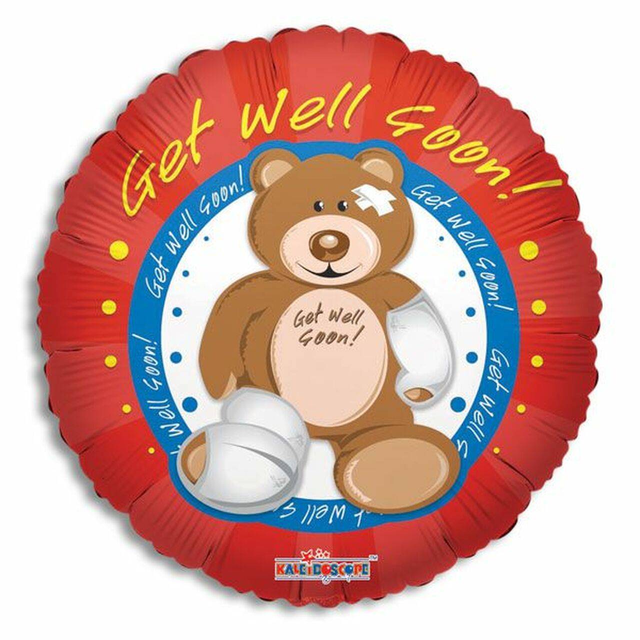 Get Well Soon Teddy Bear Mylar Balloon