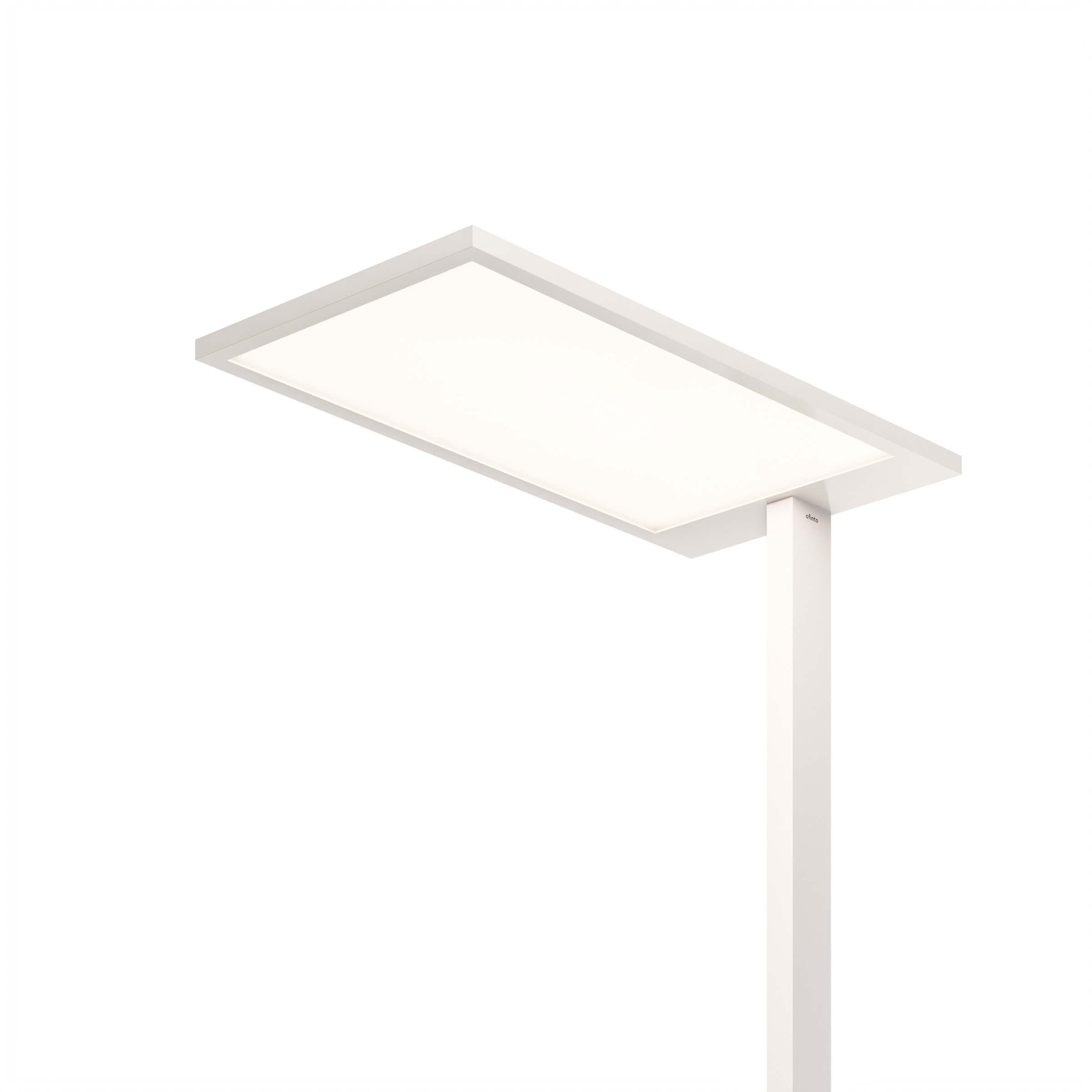 Eine moderne weisse Stehlampe der Reihe Lumino von ofinto in einem Studio Raum