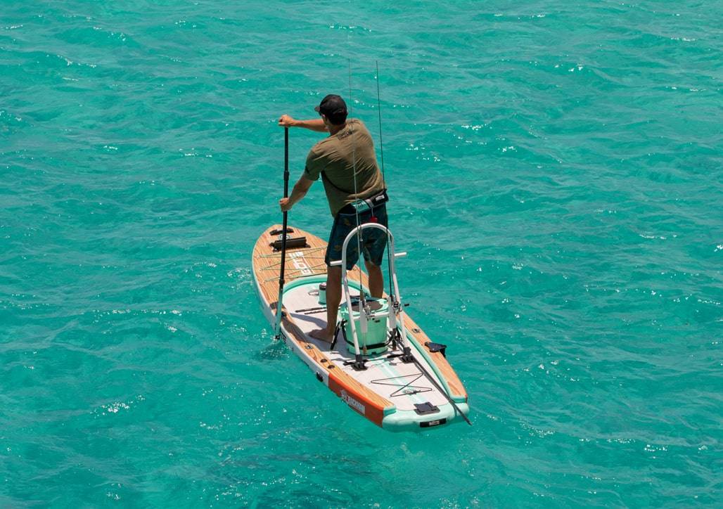 Paddling the teal waters