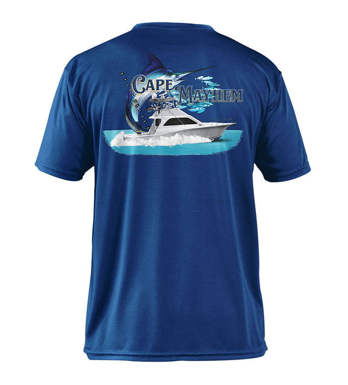 Briny Custom Fishing Shirts with company logo fish and boat graphics - cotton long sleeve fishing shirts colors
