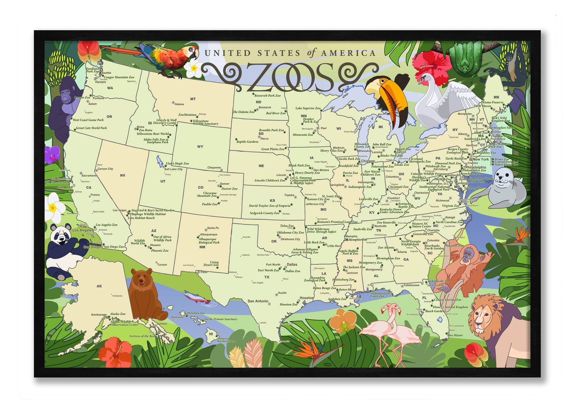 Best zoos in USA Map