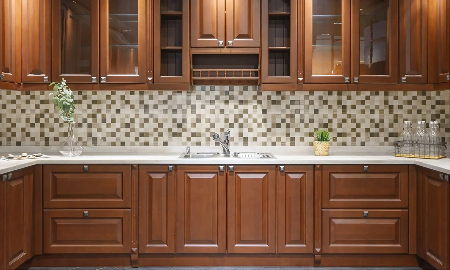 kitchen with wooden cupboards