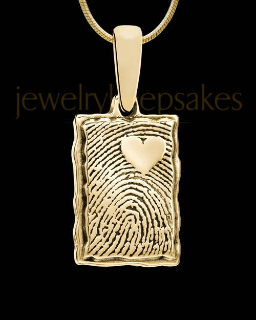 My Love Gold Plated Rectangle Thumbprint Pendant