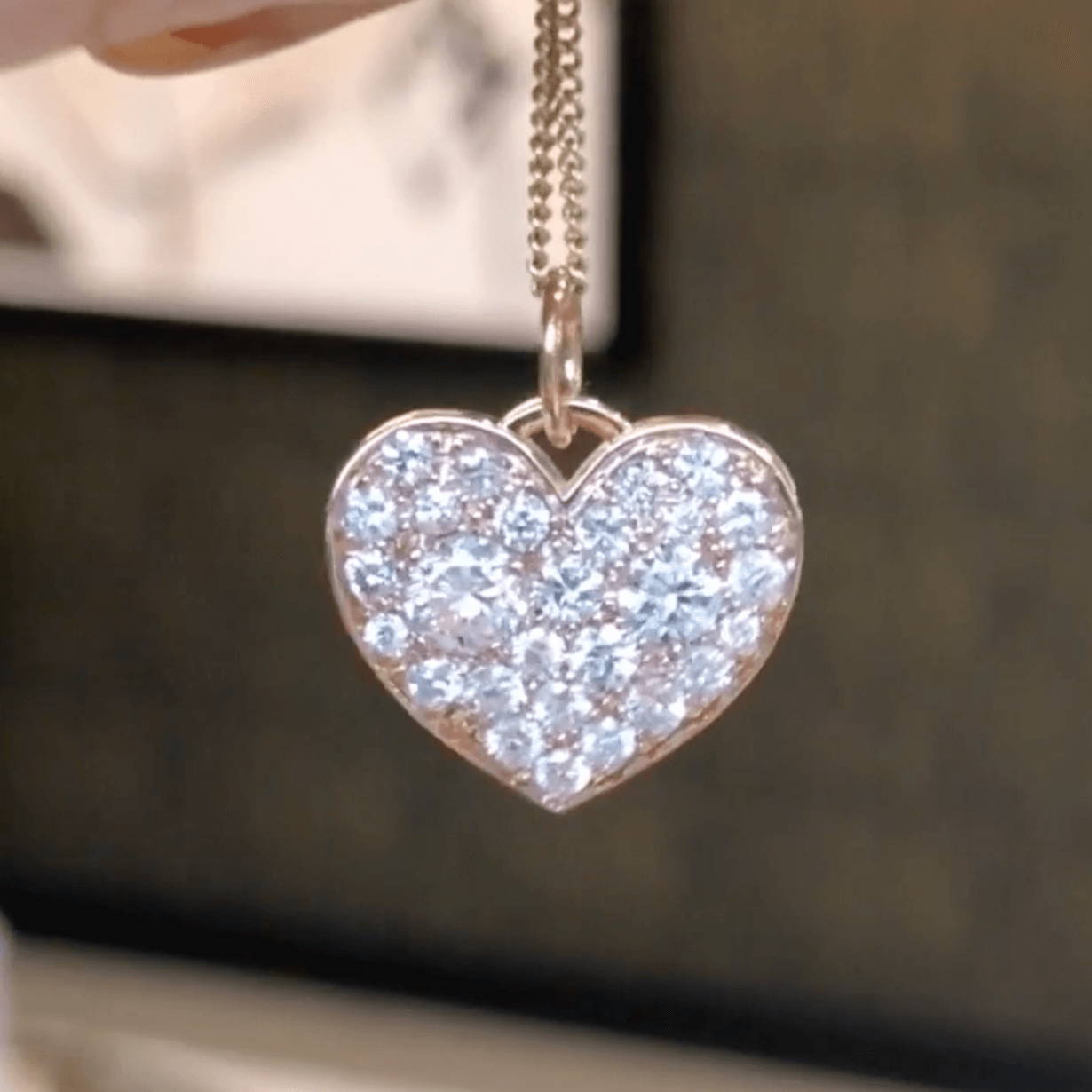 pave diamond heart necklace - family jewelry 