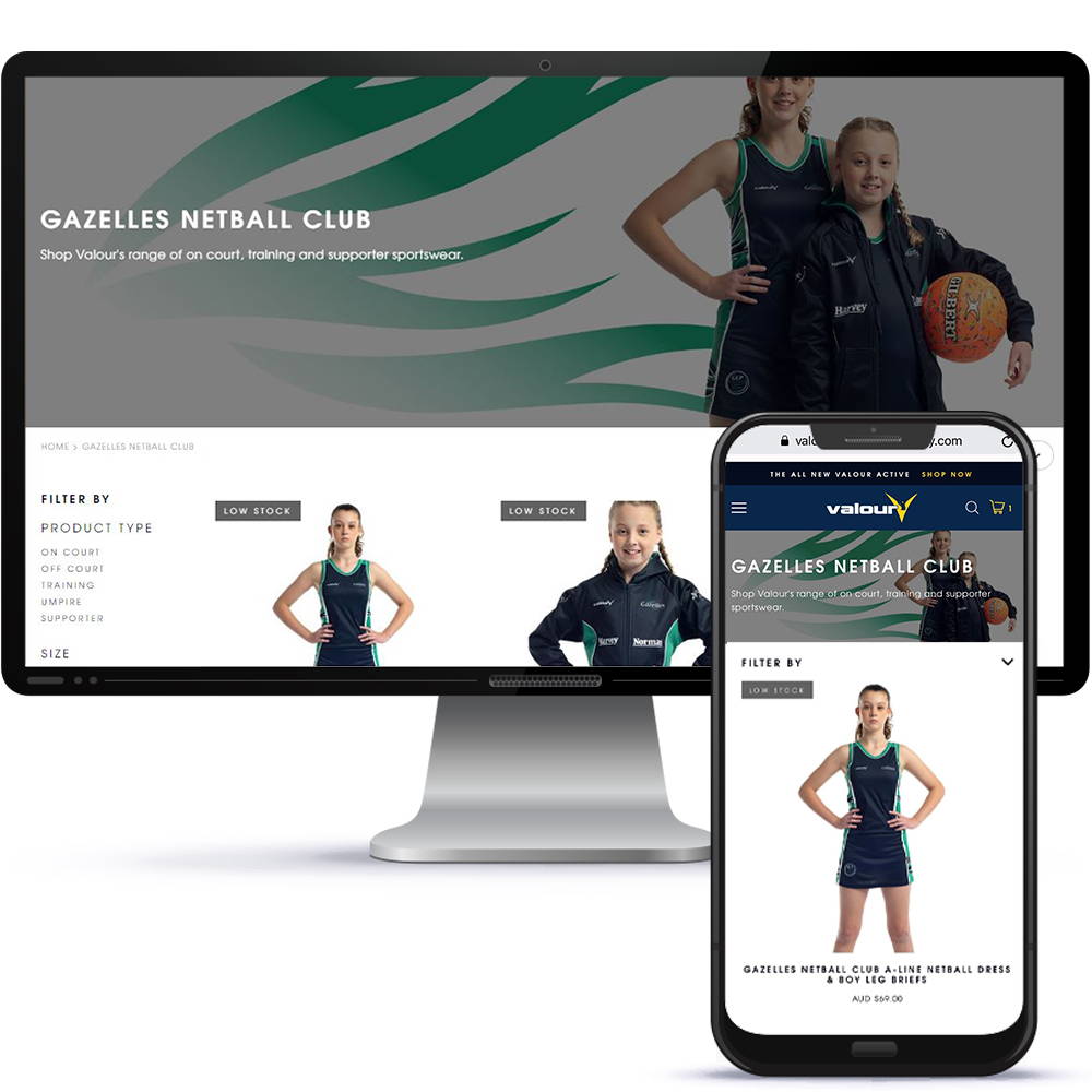 Valour Sport can create and host your team's online uniform shop