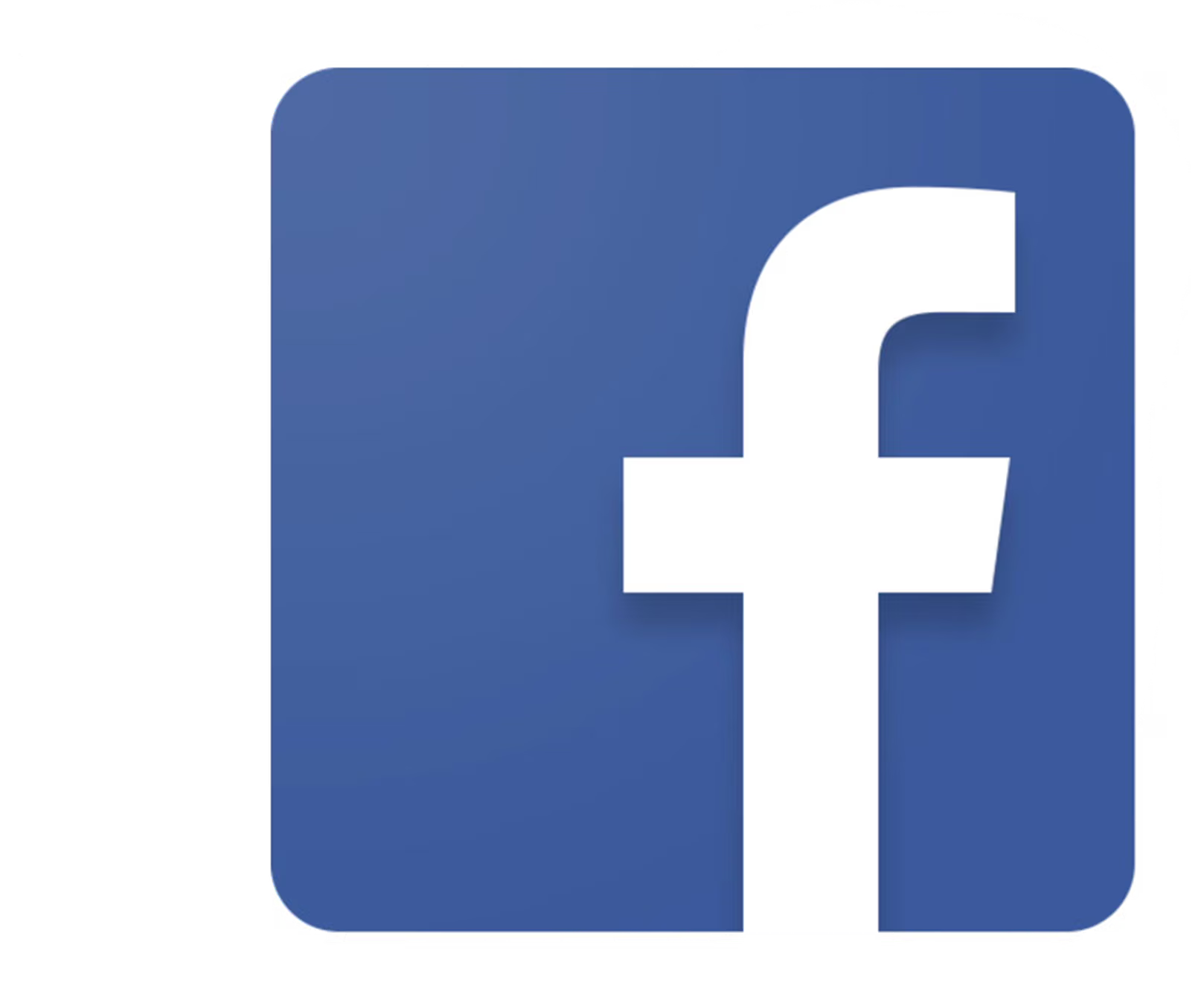 Facebook logo in blue square background.