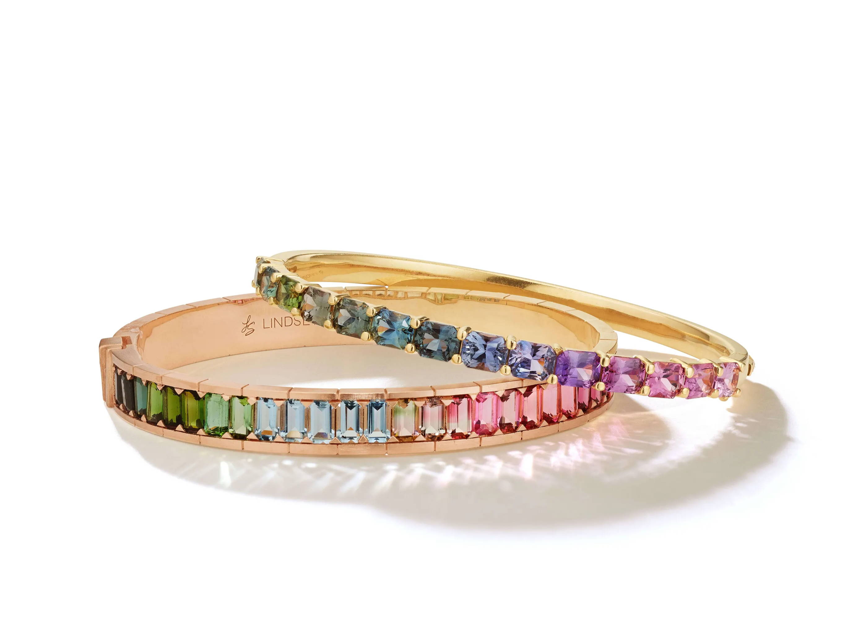 rainbow tennis bracelet and note to self bangle