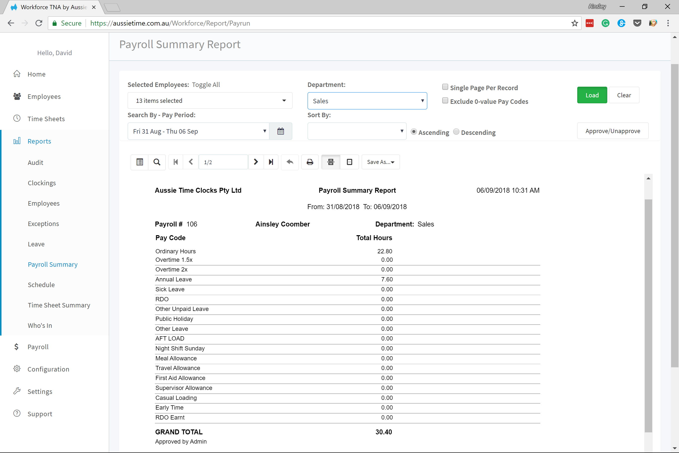 Employee Payroll Summary Report