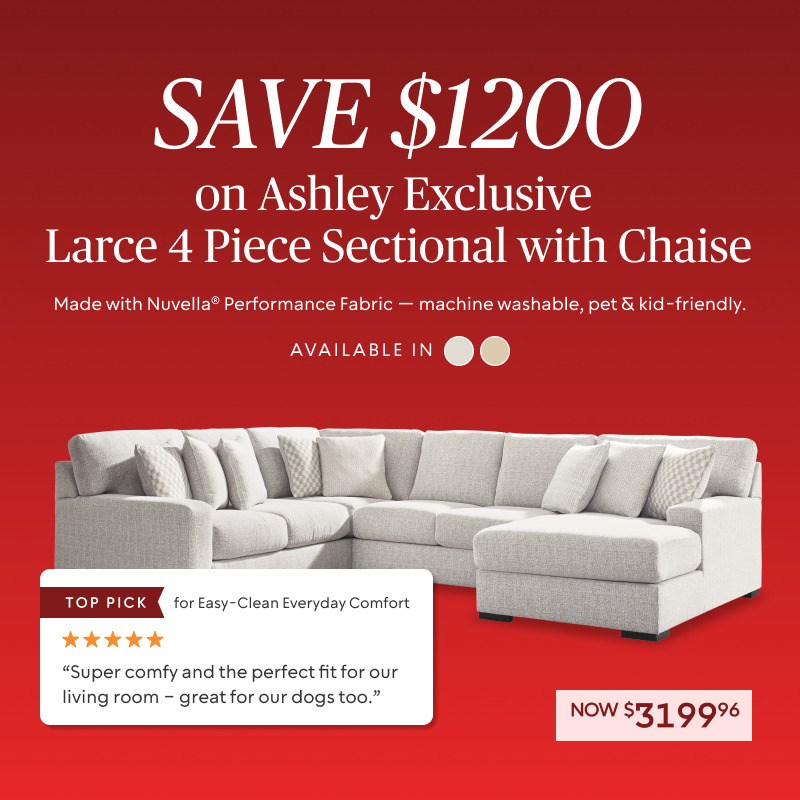 Ashley Exclusive Larce 4 Piece Sectional with Chaise​ Now $3199.96 Save $1200