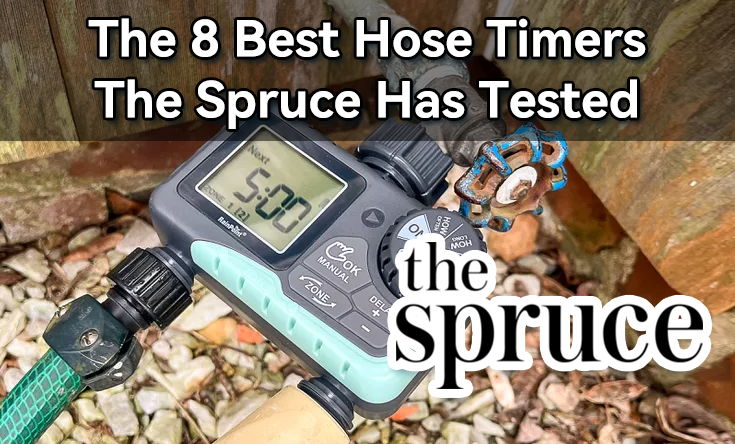 Digital hose timer with text overlay about top tested models.