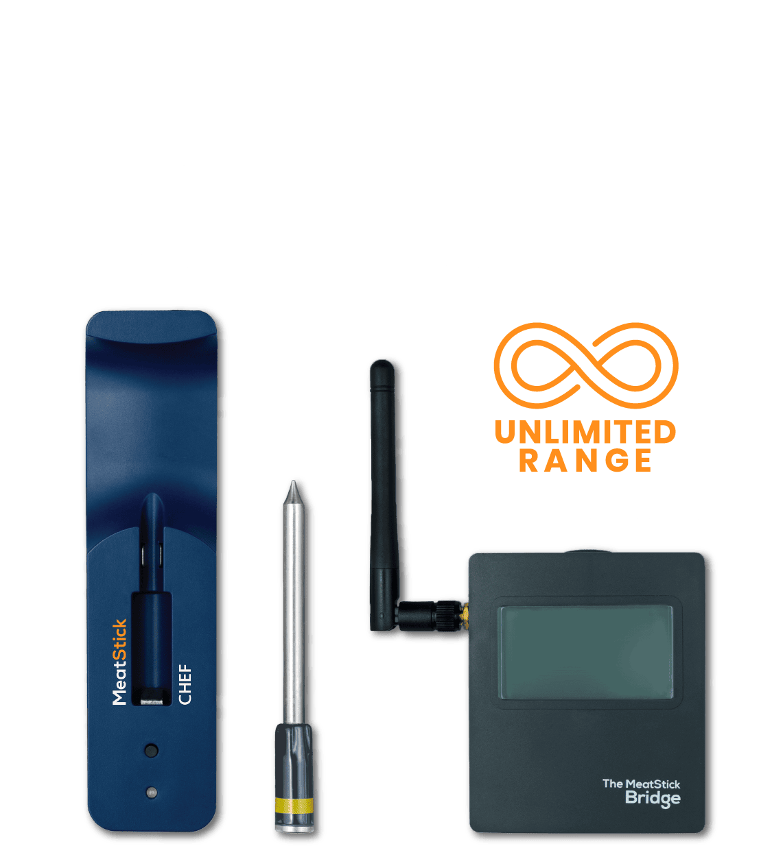 The MeatStick Chef: The Smallest Wireless Meat Thermometer for Small Meat Cuts and Everyday Cooking with Unlimited Range WiFi Bridge