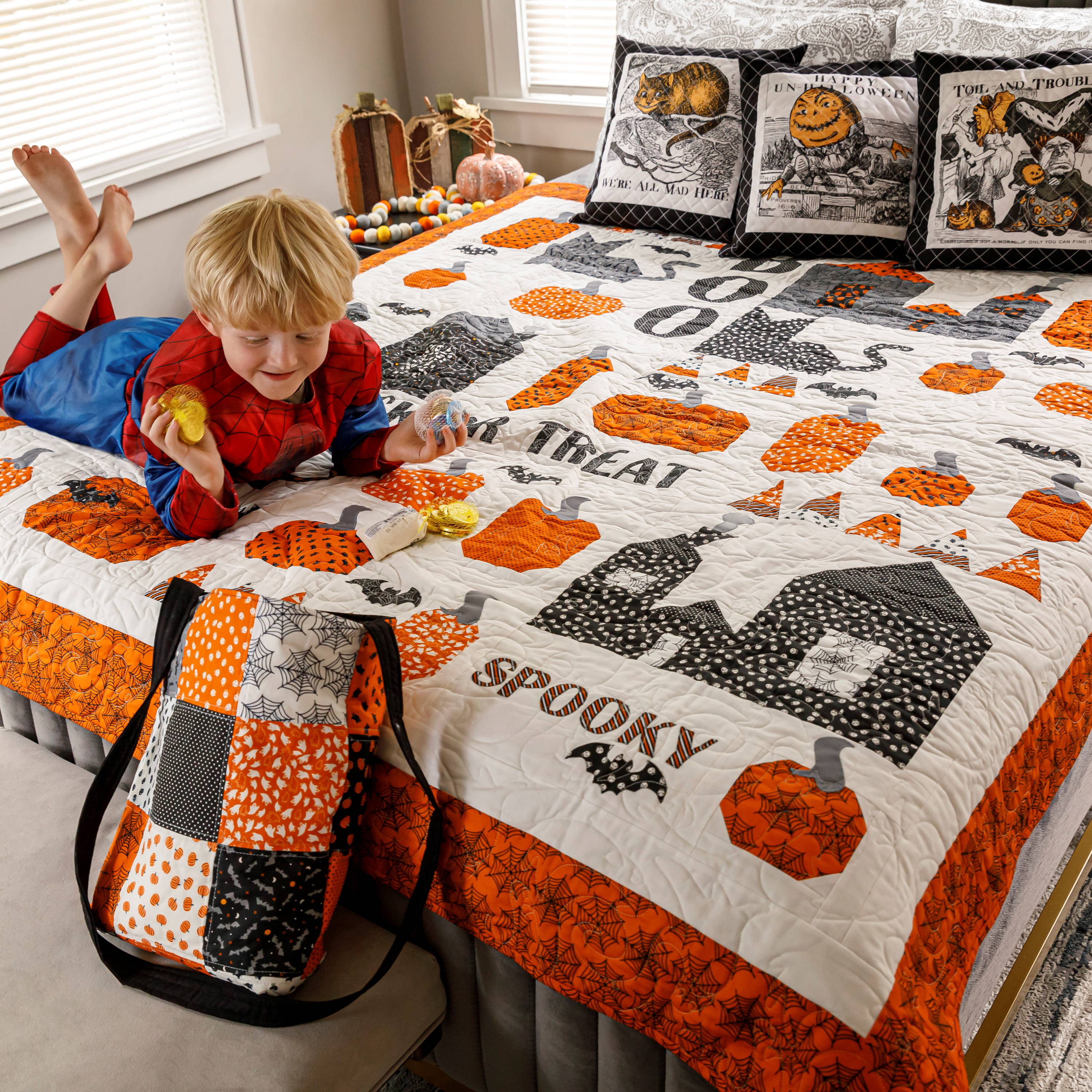 Misty's spooky season Halloween sew along quilt kit and tutorials