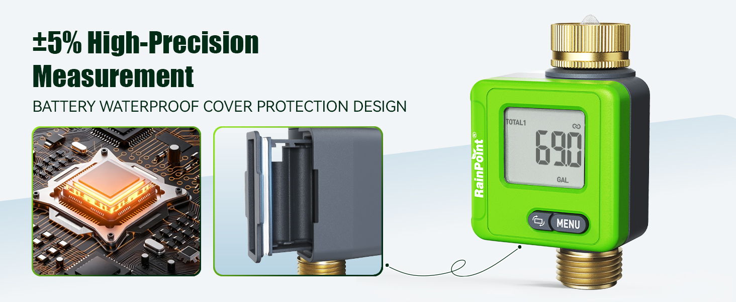Digital pressure gauge with high-precision measurement display and battery protection.