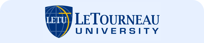 LeTourneau University logo with shield and text.