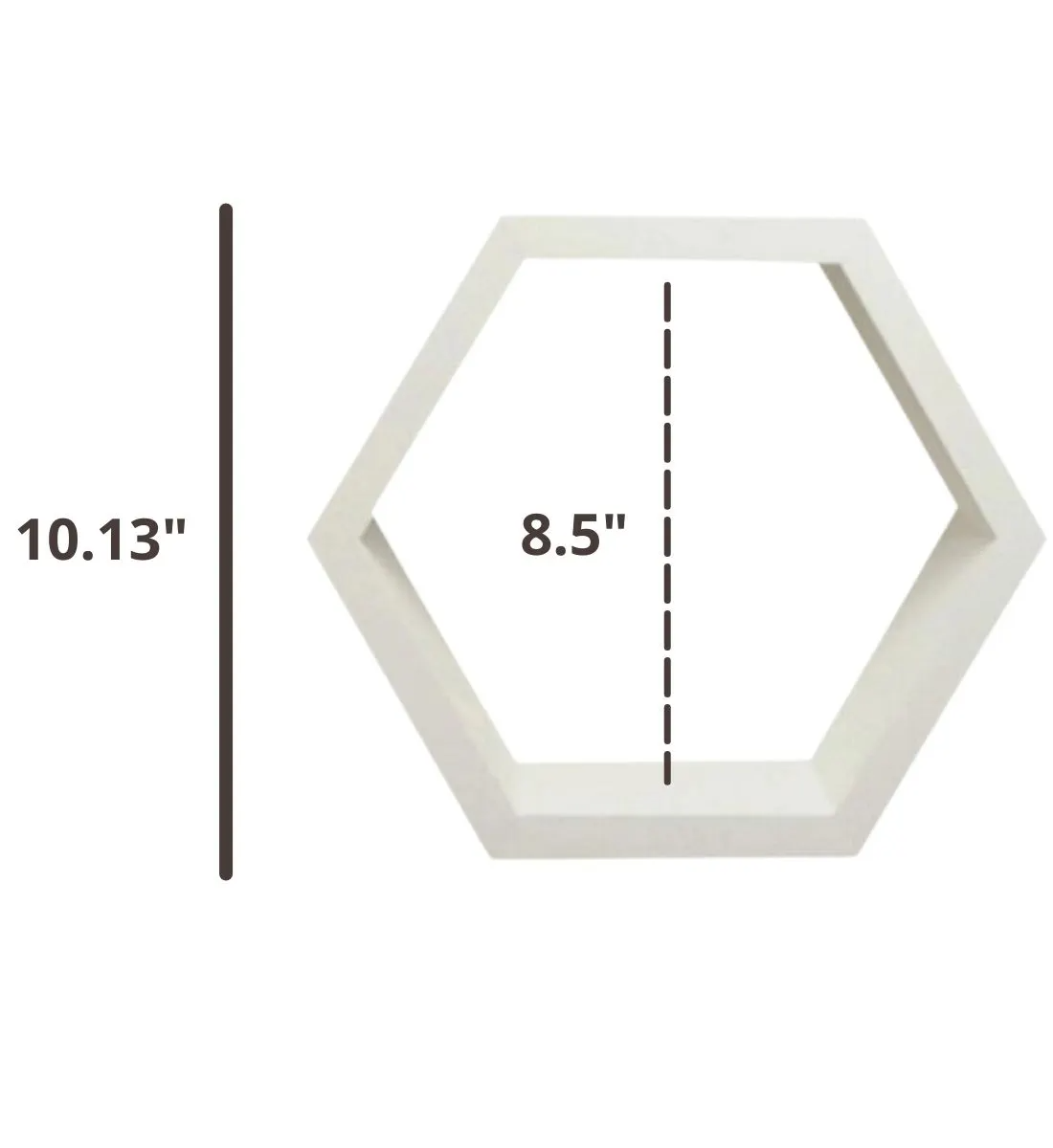 10.13 inches tall hex shelves with 8.5 inches inner height