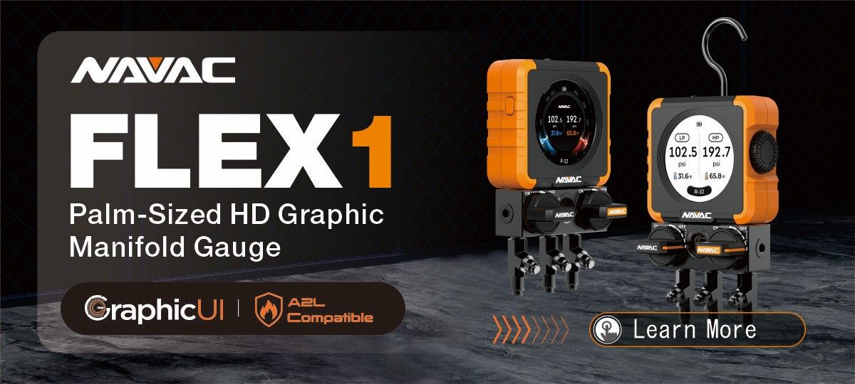 NAVAC N1DX FLEX 1 Compact Digital Manifold Gauge with HD Color Graphic Display
