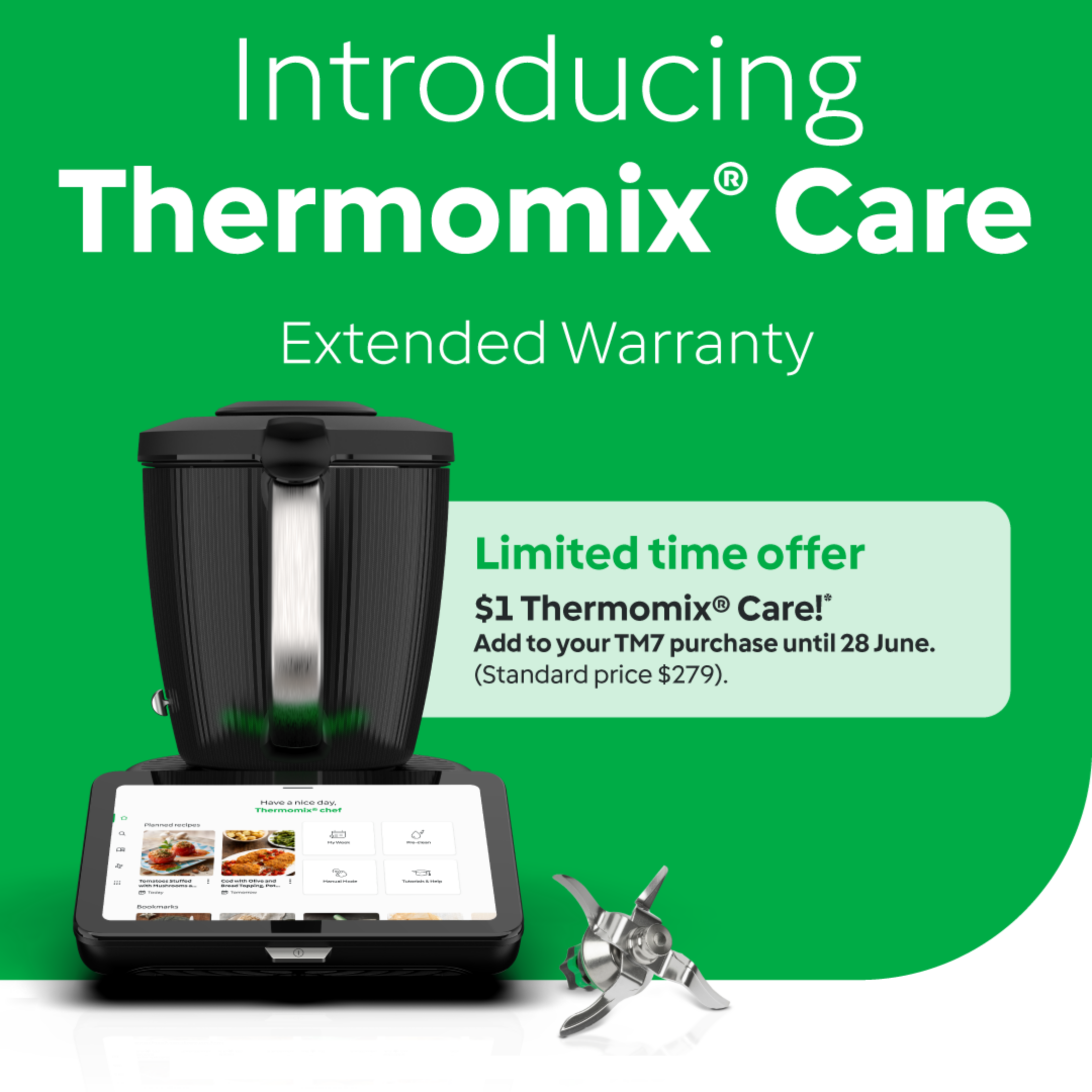 Introducing Thermomix Care extended warranty promotional offer.