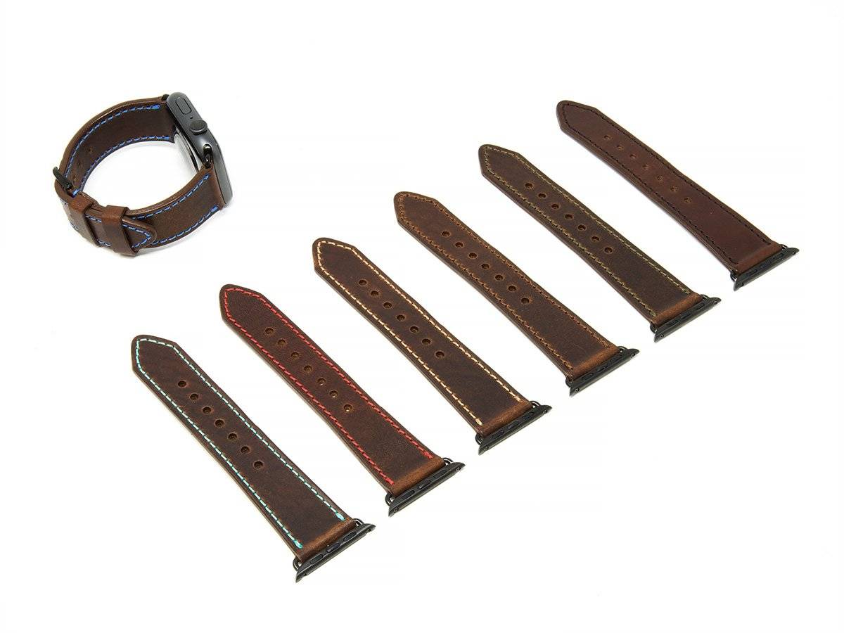 brown leather Apple watch strap